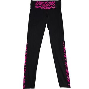 PINK Victoria's Secret Yoga Leggings Women's Small Black Geometric Print Stretch